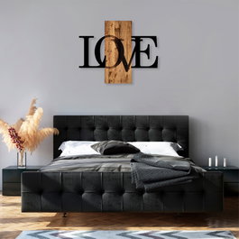 Wallity MA-303 Accesorio decorativo de pared de madera y metal Nogal y Negro